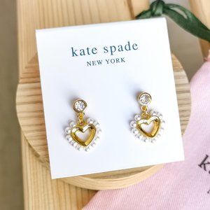 Kate Spade Shining Spade Pearl Gold Drop Earrings